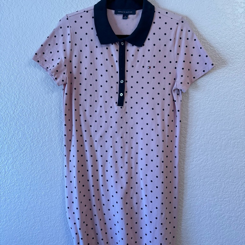 Tommy Hilfiger Pink and Black Polka Dot Mini Dress